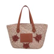 Raffia Shoppingtaske med Farverige Dekorationer