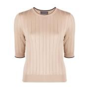 Beige Strik T-shirt Casual Stil