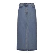 Denim Stonewashed High-Rise Nederdel