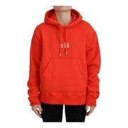 Rød Logo Bomuld Hoodie Sweatshirt