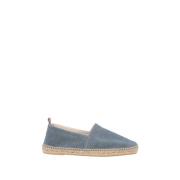 Blå Espadriller Raffia Denim Flade Sko