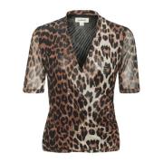 Leopard Print Wrap Blouse