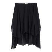 Silkepanel Shorts med Asymmetrisk Hem