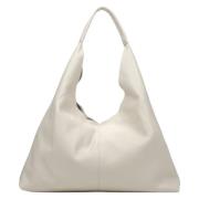 Kvinders Creme Beige Hobo Taske lavet af Premium Italiensk Læder ER001...