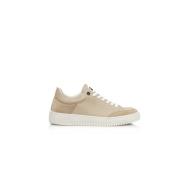 Beige Læder Platform Sneakers med Logo