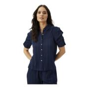 Linda Skjorte Navy Bluse Kort Ærme