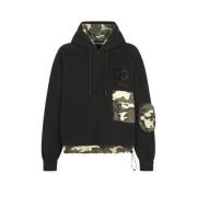 Sort Camouflage Hoodie med Oversize Pasform