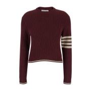 Rød Baby Cable Sweater med Striber