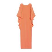 Orange Silkekjole Maxi