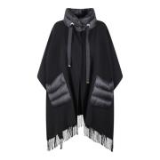 Uld Resort Poncho med Frynser