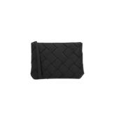 Sort Flettet Læder Clutch Taske