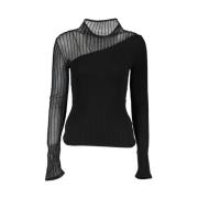 Elegant Crew Neck Sweater med Kontrastdetaljer