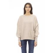 Beige Cashmere Blend Sweater med rund halsudskæring