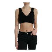 Sort Cashmere V-Neck Crop Top