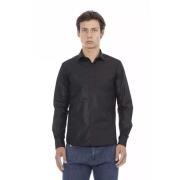 Elegant Sort Italiensk Slim Fit Skjorte