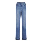 Blå Denim Højtaljet Straight Leg Jeans