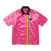 Pink Satin Zip Up Work Shirt