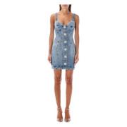 Lysblå Denim Bustier Kjole