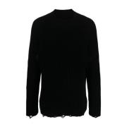 Sort Distressed Bomuld Jumper Sweater