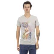 Elegant V-hals T-shirt med Print