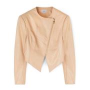 Faux Leather Slim-Fit Blouson Jacket