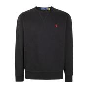 Sort Strikket Crew Neck Sweatshirt