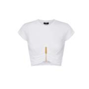 Hvid Draperet Kop Cropped T-shirt