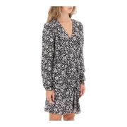 Blomstret Crepe Bluse med V-Hals