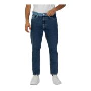 Blå Plain Zip/Knap Herre Jeans