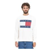 Hvid Crewneck Sweatshirt Casual Efterår Vinter