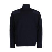 Navy Uld Turtleneck Rollneck Sweater