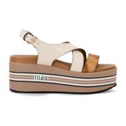 Platform Sandal Creme Cross Strap