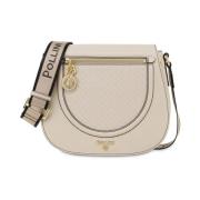 Ivory Syntetisk Crossbody Taske med Lynlåslomme