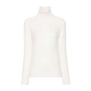 Creme Hvid Strikket Paillet Sweater