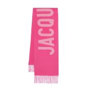 Pink Uldtørklæde med Jacquard Logo