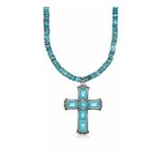 Beaded Turquoise Choker with Statement Cross