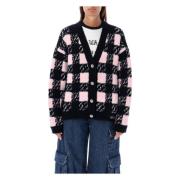 Vichy Cardigan Sort Pink Strik