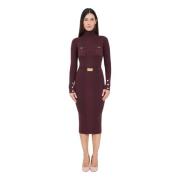 Bordeaux Ribbed Midi Kjole