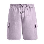 Solide Linned Cargo Bermuda Shorts