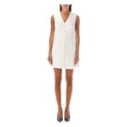 Ivory Tweed Buttoned Mini Dress AW24