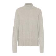 Grå Melange Rollneck Pullover Sweater