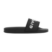 Sorte Logo Flade Slide Sandaler