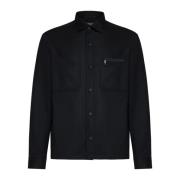 Sort Techno-Merino Overshirt med Brystlommer