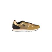 Guld Polyester Sneaker med Kontrastdetaljer