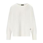 Ivory Crewneck Jumper med Gylden Logo