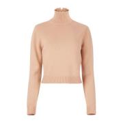 Perlestrikket turtleneck i beige