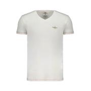 Bomuld V-Neck T-Shirt med Print