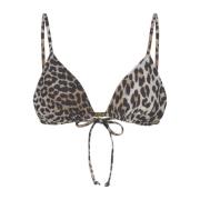 Brun Printet String Bikini Top