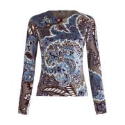 Blå Blomstret Paisley Velvet Top