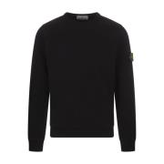 Sort Crew-neck Sweatshirt med Badge